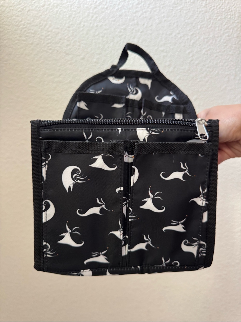 Loungefly Black and White Ghost Pattern Mini Backpack Organizer